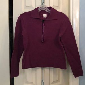 Purple/burgundy quarter zip sweater w/ rhinestones